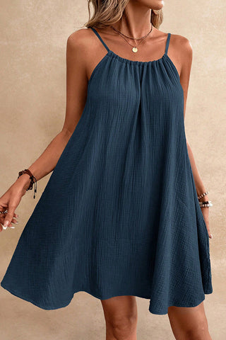 Fashion Solid Color Tie Back Loose Dress