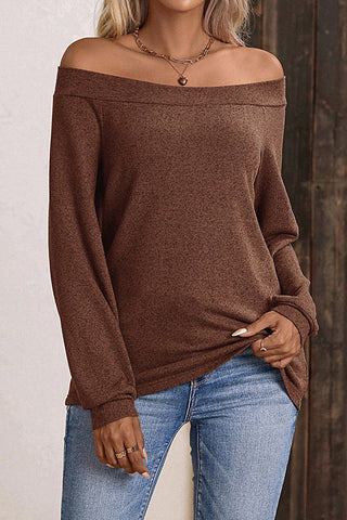 Off The Shoulder Solid Color Casual Top
