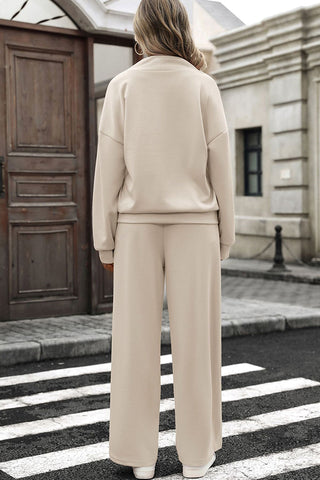 Solid Color Long Sleeve Zipper Two Piece Set