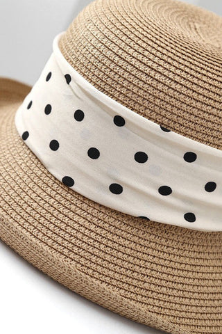 Retro Polka Dot Bow Straw Hat