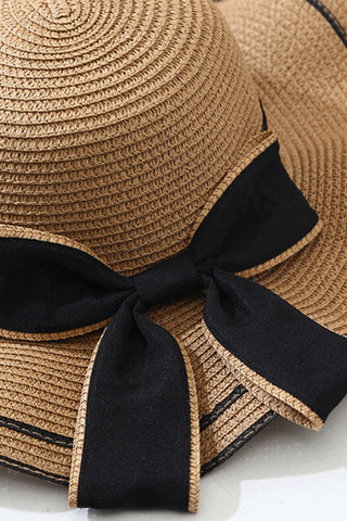 Fashion Color Block Bow Weave Hats