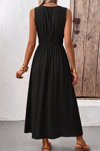 Fashion V Neck Solid Color Sleeveless Dress