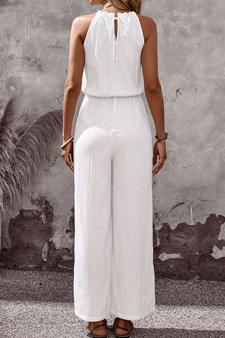 Fashion Solid Color Halter Neck Casual Jumpsuit
