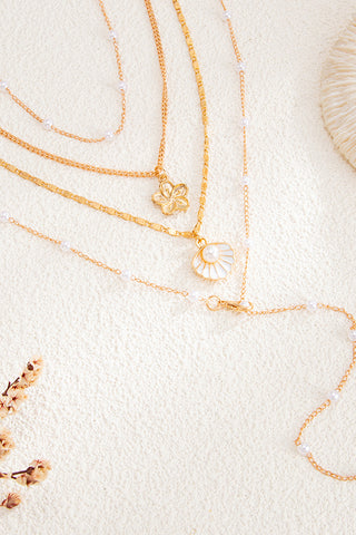 Fashion Faux Pearl Flower Layered Necklace