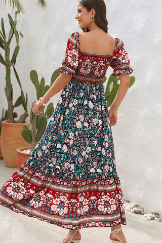 Bohemian Print Off The Shoulder Maxi Dress