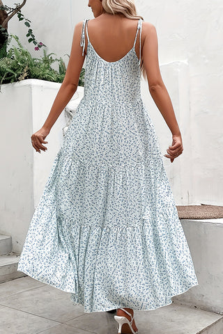 Floral Print Tie Shoulder Loose Maxi Dress