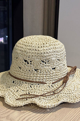 Color Block Crochet Hollow Straw Hat