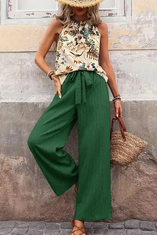 Fashion Printed Halter Neck Two Piece Set