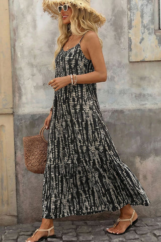 Fashion Printed Back Cross Casual Dress