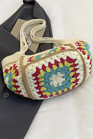 Ethnic Style Color Block Casual Weave Bag