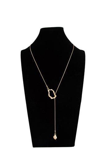 Irregular Cutout Pendant Long Necklace