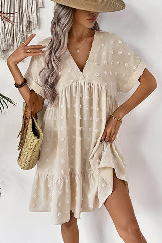 Fashion V Neck Solid Color Casual Dress