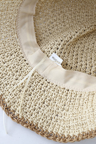 Color Block Hollow Casual Straw Hat