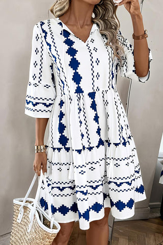 Fashion V Neck Printed Casual Dress