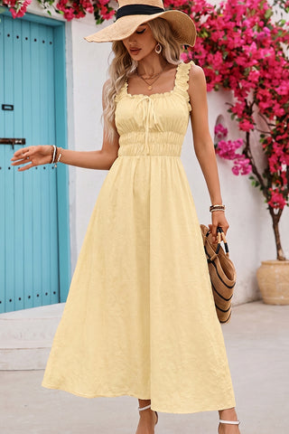 Fashion Solid Color Tie Front Casual Dress