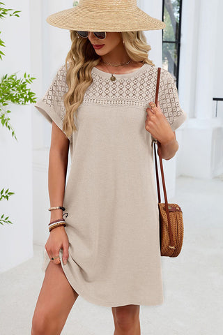 Lace Patchwork Solid Color Casual Dress