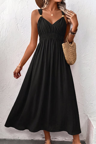 Fashion V Neck Solid Color Sleeveless Dress