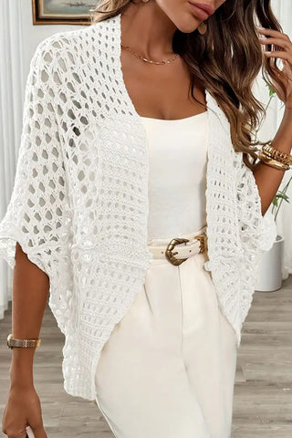 Fashion Crochet Hollow Open Front Cardigan