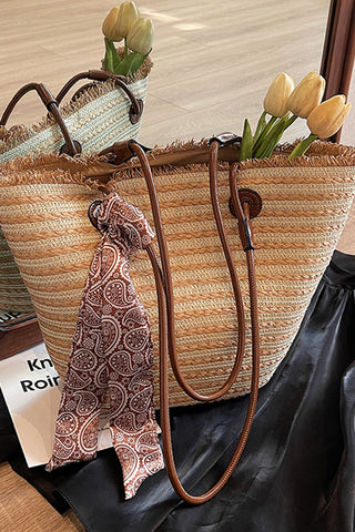 Fashion Color Block Tie Design Bag