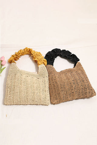 Fashion Women Color Block Weave Handbag