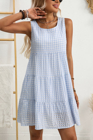 Plaid Print Sleeveless Casual Mini Dress