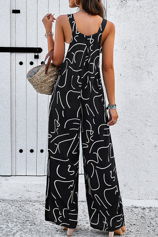 Fashion Printed Sleeveless Slip Jumpsuit