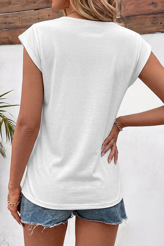 Fashion Rhinestone Details Cowl Neck Top
