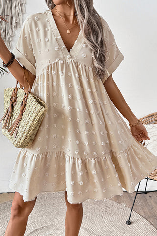 Fashion V Neck Solid Color Casual Dress