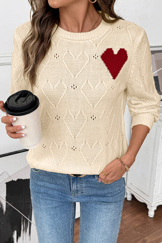 Fashion Heart Design Long Sleeve Sweater