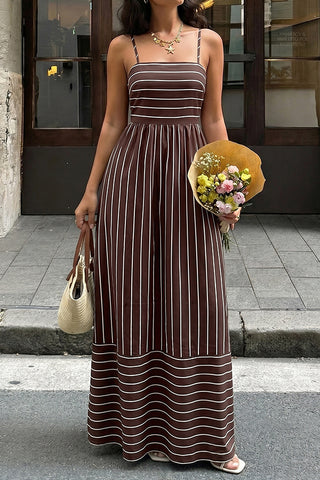 Fashion Stripe Print Sleeveless Casual Dress