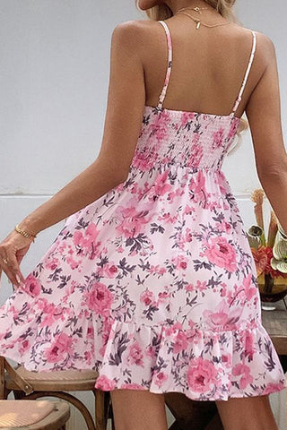 Floral Print Smocked Slip Mini Dress