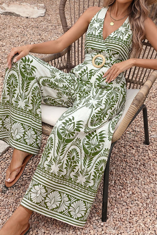 Resort Style V Neck Halter Neck Jumpsuit
