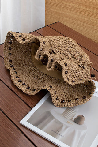 Vacation Style Handmade Beaded Straw Hat