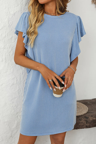 Fashion Color Block Ruffled Sleeves Casual Dress