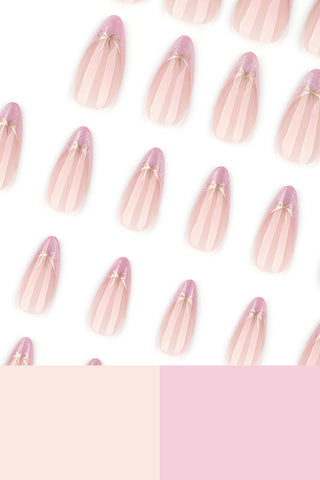 French-style Simple Bow False Nail Tips