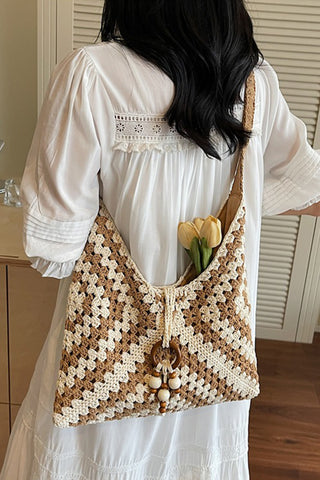 Bohemian Ethnic Style Color Block Weave Bag