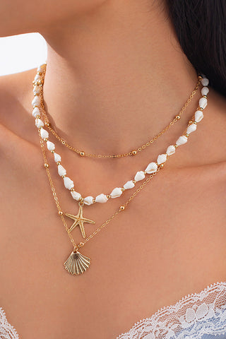 Starfish Scallop Shells Layered Necklace