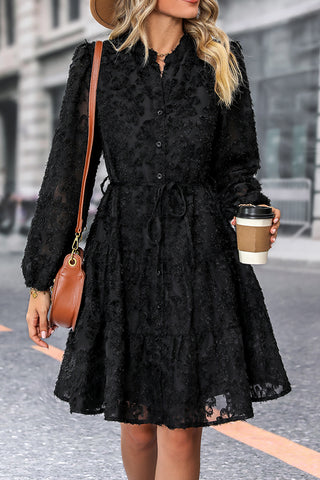 Lace Patchwork Solid Color Long Sleeve Dress