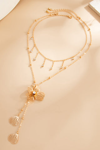 3D Ginkgo Leaf Flower Tassel Necklace