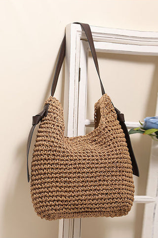 Fashion Color Block Weave Bag