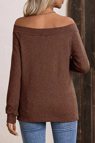 Off The Shoulder Solid Color Casual Top