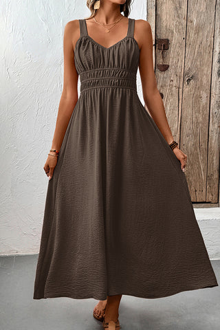 V Neck Solid Color Tie Back Casual Dress