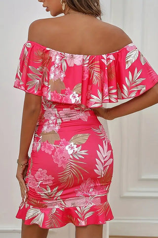 Off The Shoulder Printed Bodycon Dress