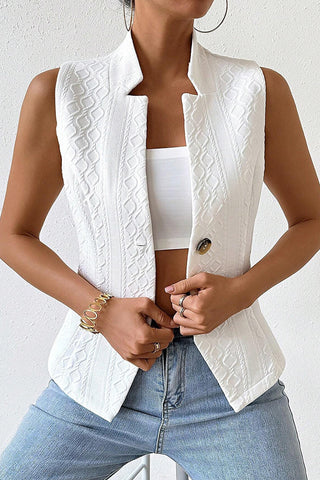 Solid Color Stand Collar Button Vest