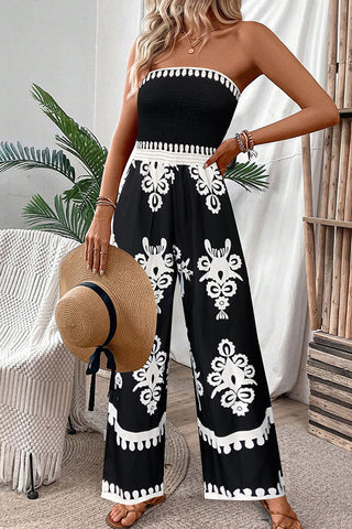 Bohemian Style Bandeau Printed Jumpsuit