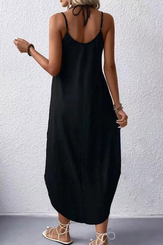 Solid Color V Neck Halter Neck Casual Dress