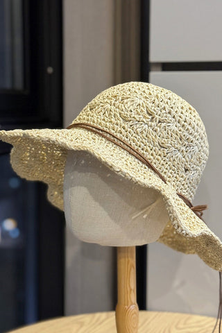 Color Block Crochet Hollow Straw Hat