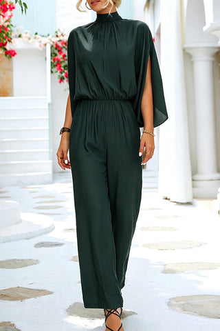 Solid Mandarin Collar Halter Neck Jumpsuit