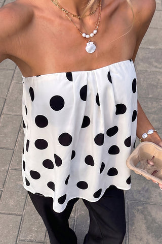 Fashion Dots Print Bandeau Casual Tops