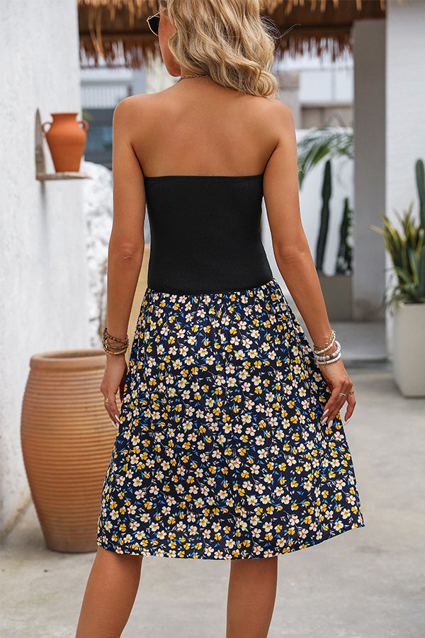 Flower Print Bandeau Casual Mini Dress – Beachsissi